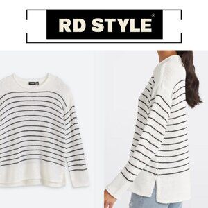 RD Style Black and White Striped Sweater